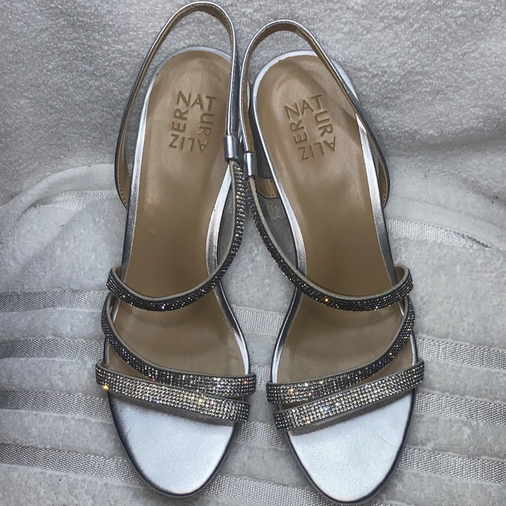 Naturalizer Silver Rhinestone Slingback Heels